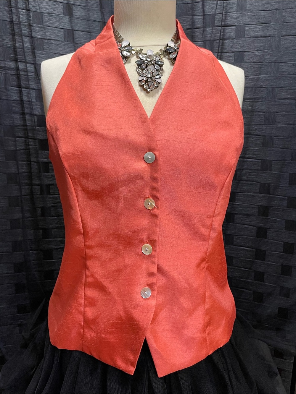 Vintage Sheri Martin Coral Halter Button-Front Women's Top